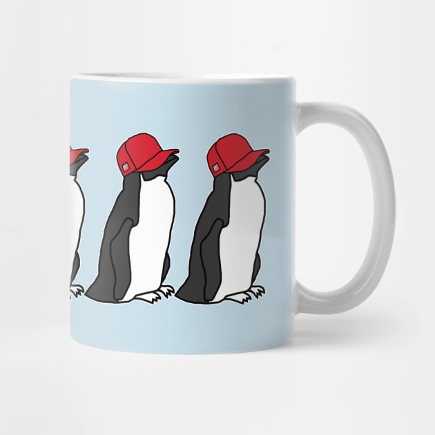 Trucker Hats Red Five Penguins Graphic by ellenhenryart